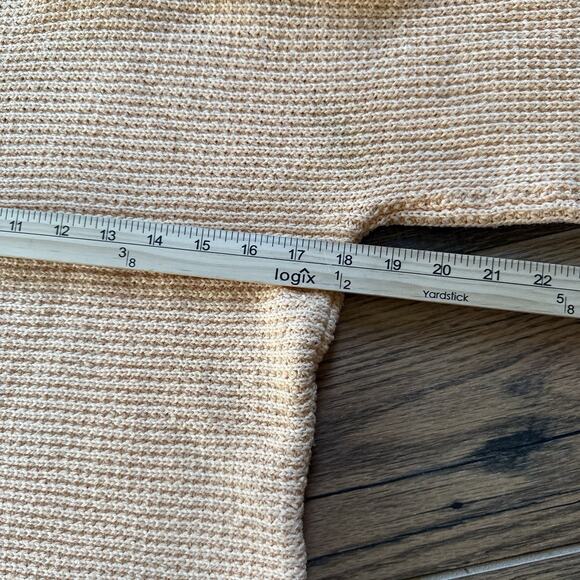 Peach Knit Button Shoulder Sweater Top Textured 3/4 Sleeve Cotton Blend Sz S - Picture 6 of 6